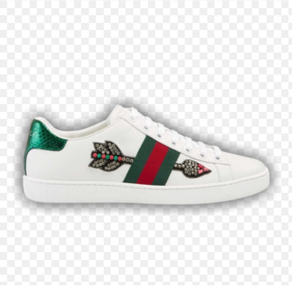 Gucci Shoes Ace Embroidered Arrow White Leather Sneakers Size 8.5 Us Unisex 39 - Picture 1 of 14